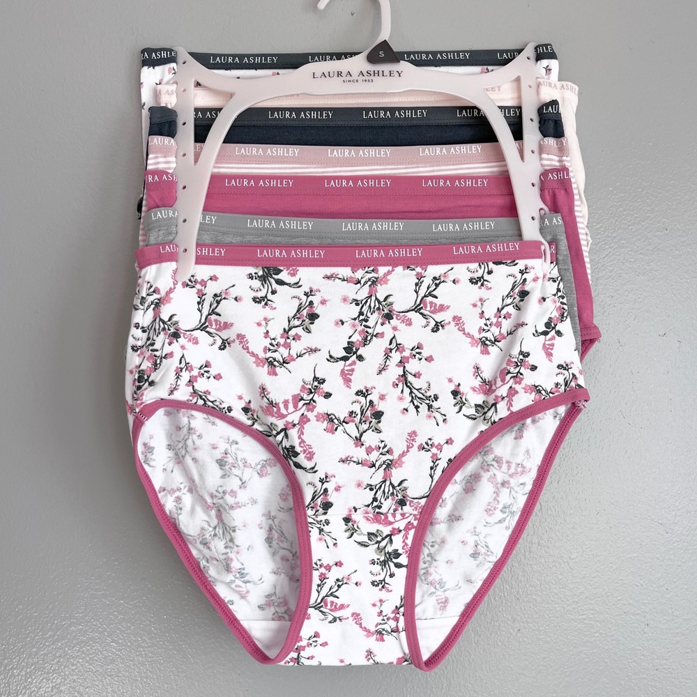 Laura Ashley Briefs Womens Small Multicolor Floral Cotton Stretch Panty 7 Pack